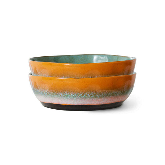 HKliving 70s ceramics: pasta bowls golden hour (set of 2)