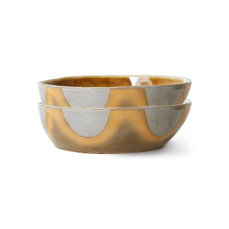 HKliving 70s ceramics: pasta bowls oasis (set of 2)