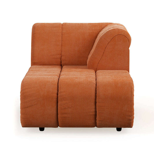 HKliving Wave couch: element rechts divan corduroy rib dusty orange