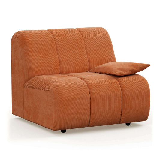 HKliving Wave couch: element rechts low arm corduroy rib dusty orange