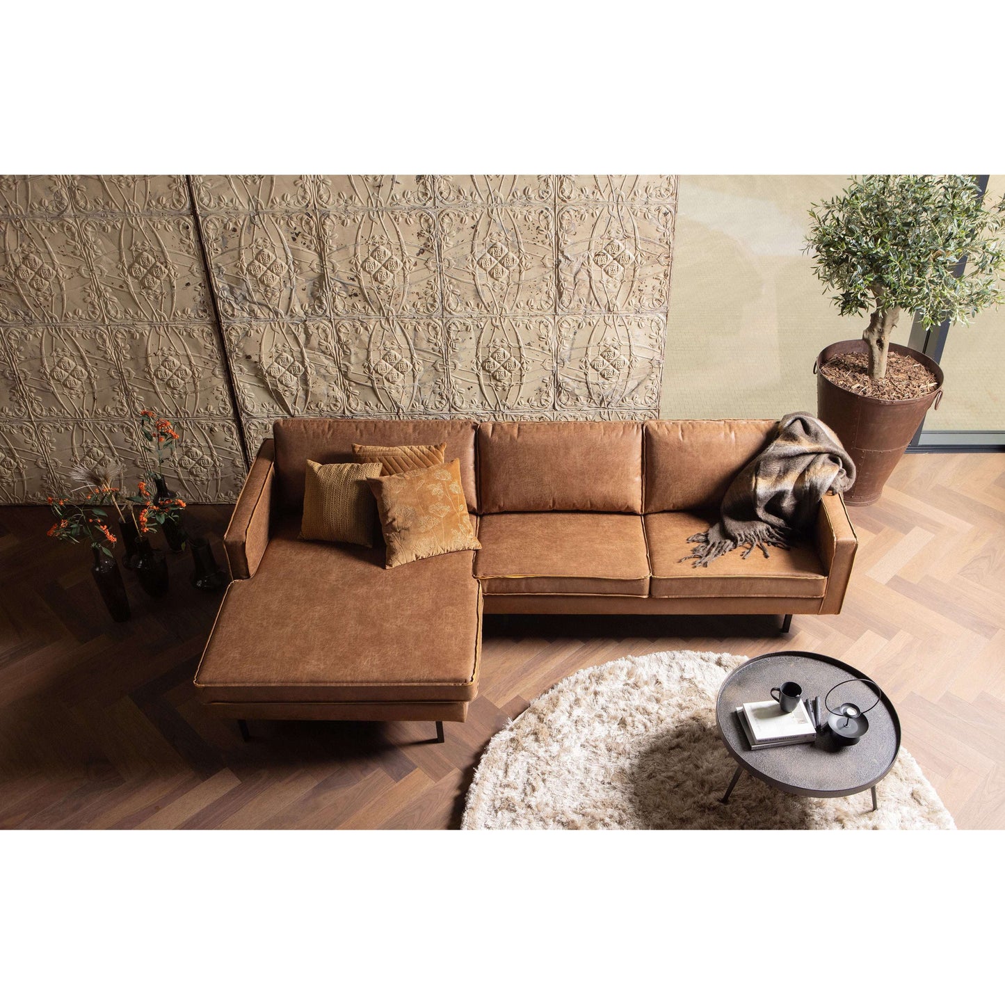 BePureHome Rodeo chaise longue links bruin