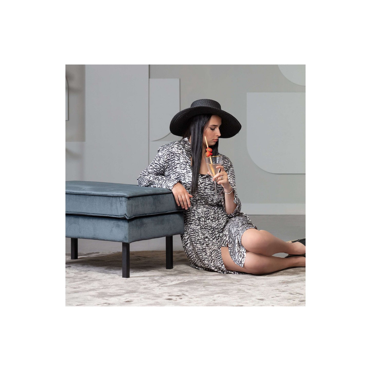 BePureHome Rodeo hocker velvet teal