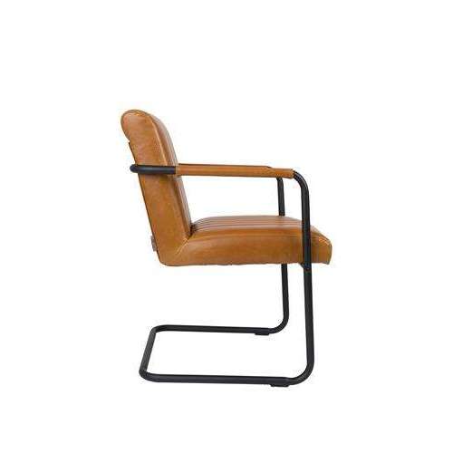 Dutchbone stoel met armleuningen stitched cognac 66 x 58 x 83 cm