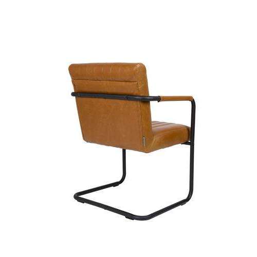Dutchbone stoel met armleuningen stitched cognac 66 x 58 x 83 cm