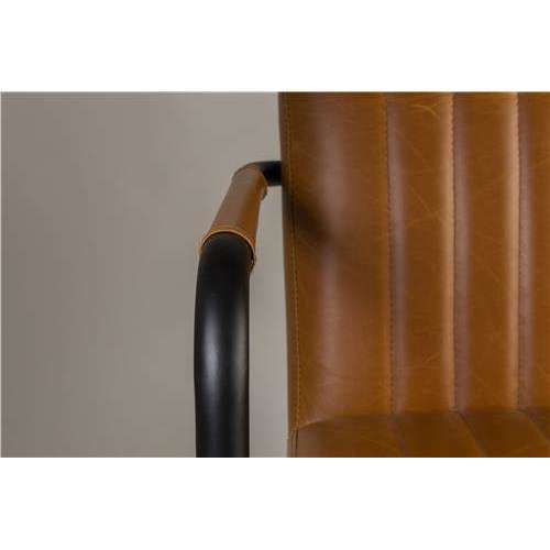 Dutchbone stoel met armleuningen stitched cognac 66 x 58 x 83 cm