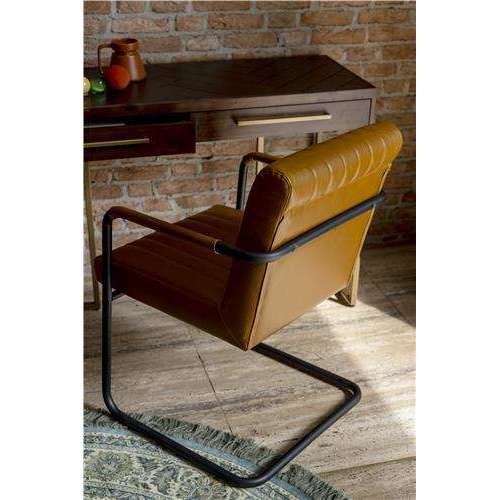 Dutchbone stoel met armleuningen stitched cognac 66 x 58 x 83 cm