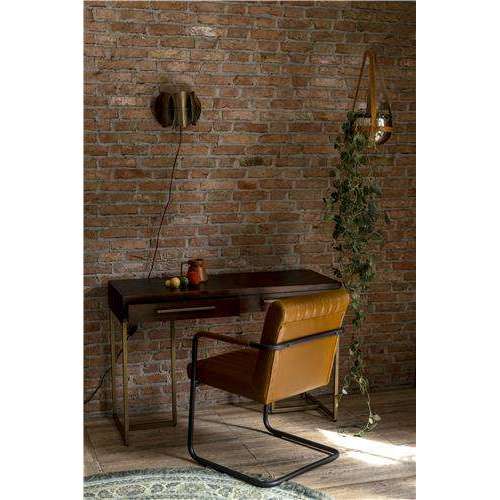 Dutchbone stoel met armleuningen stitched cognac 66 x 58 x 83 cm