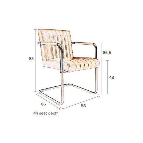 Dutchbone stoel met armleuningen stitched cognac 66 x 58 x 83 cm