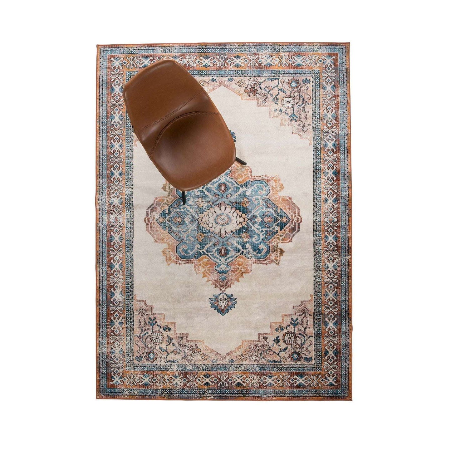 Dutchbone vloerkleed mahal blauw/brick 240 x 170 x 0,55 cm