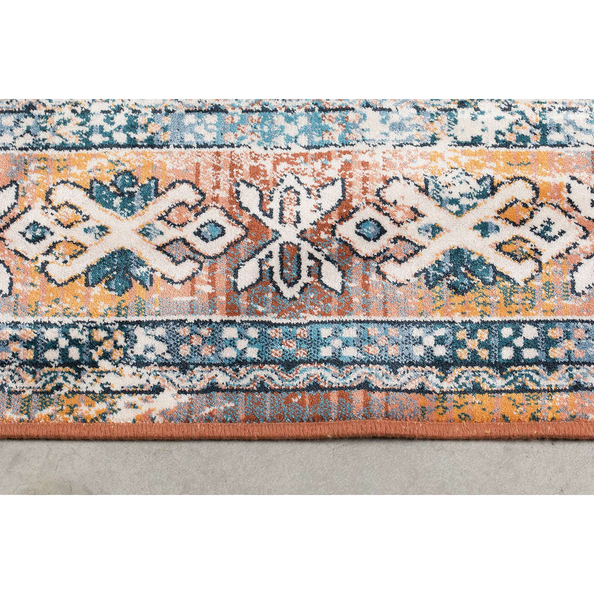 Dutchbone vloerkleed mahal blauw/brick 300 x 200 x 0,55 cm