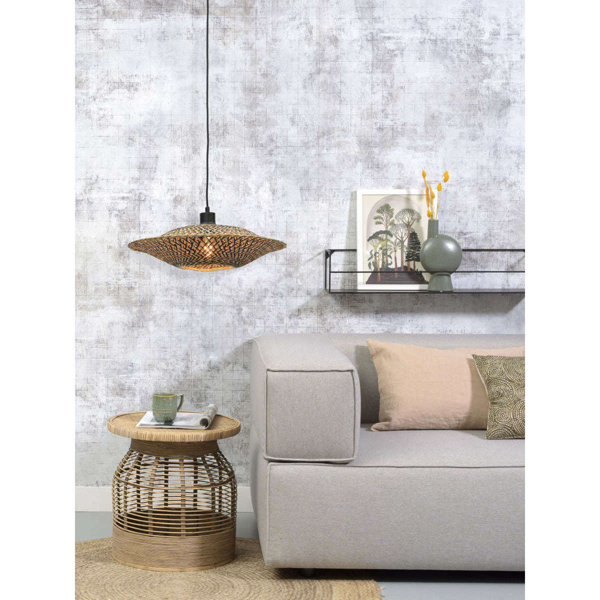 Good&Mojo Hanglamp Bali 44 cm zwart / naturel S