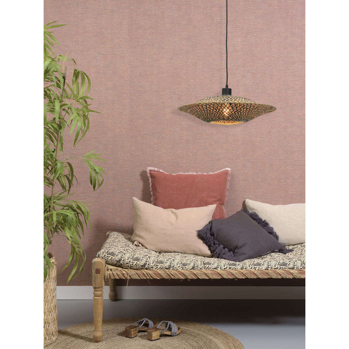 Good&Mojo Hanglamp Bali 44 cm zwart / naturel S