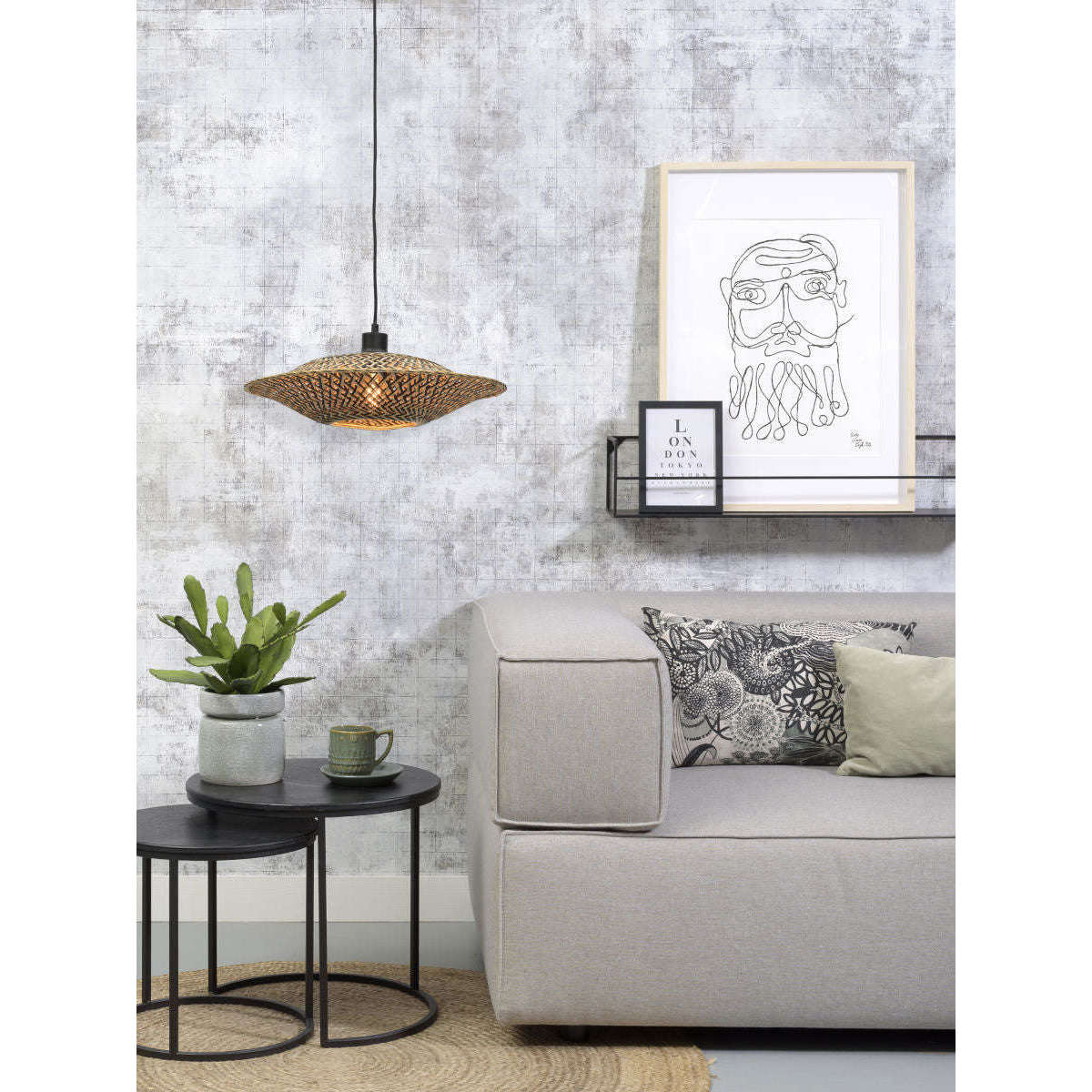Good&Mojo Hanglamp Bali 44 cm zwart / naturel S