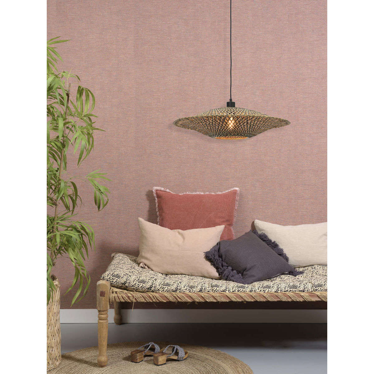 Good&Mojo Hanglamp Bali 60 cm zwart / naturel M