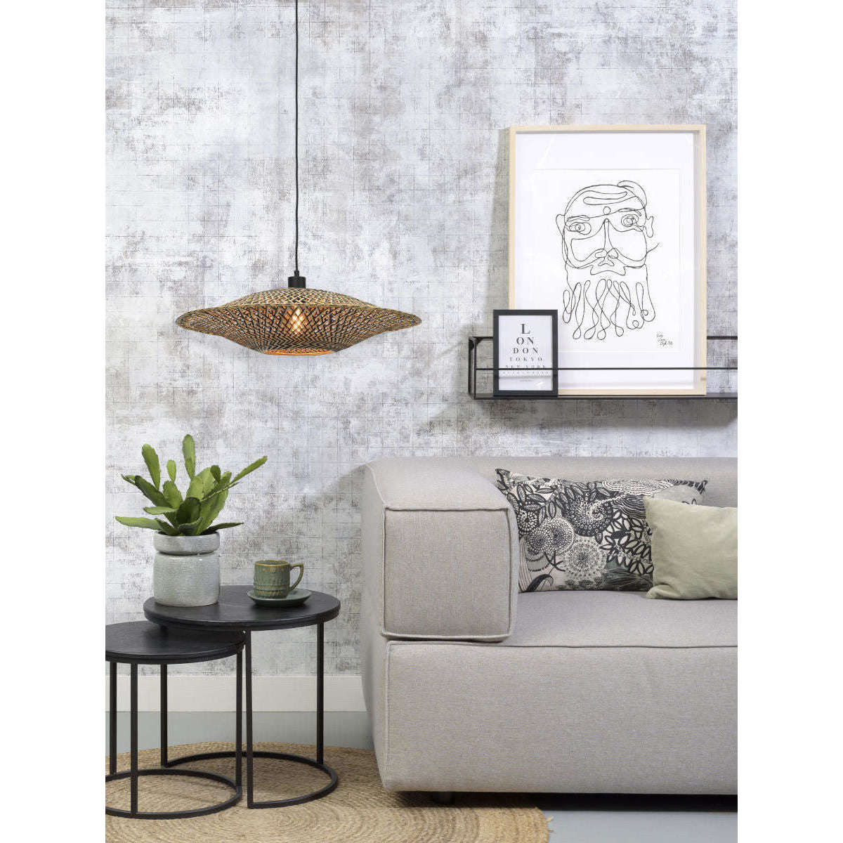 Good&Mojo Hanglamp Bali 60 cm zwart / naturel M