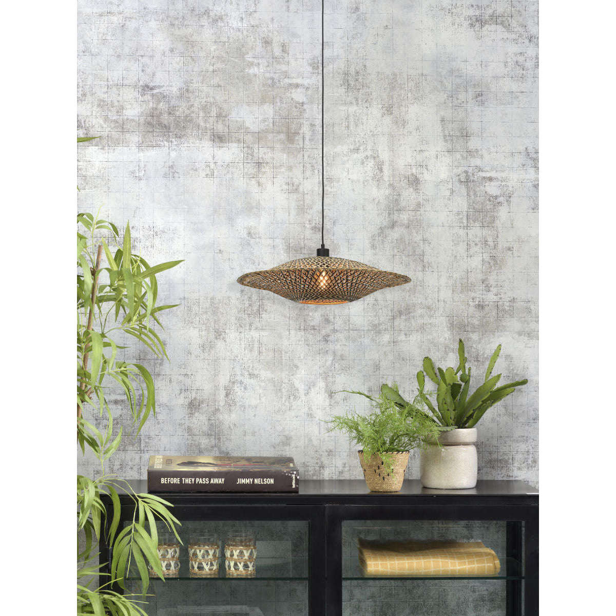Good&Mojo Hanglamp Bali 60 cm zwart / naturel M