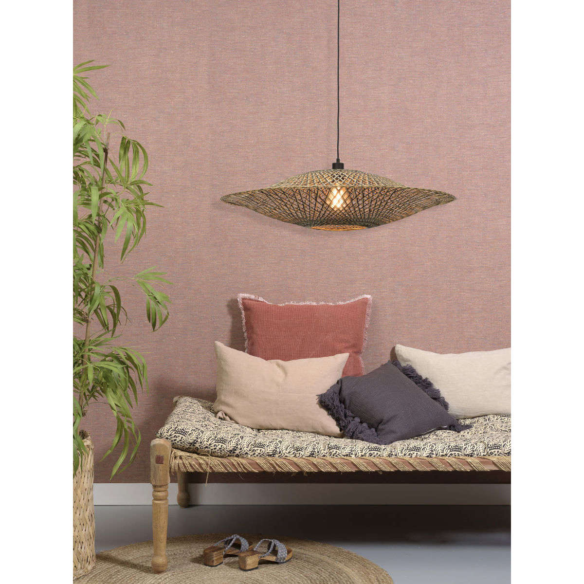 Good&Mojo Hanglamp Bali 87 cm zwart / naturel L