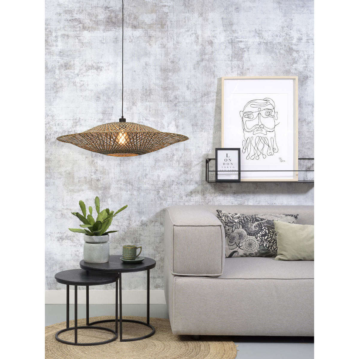 Good&Mojo Hanglamp Bali 87 cm zwart / naturel L