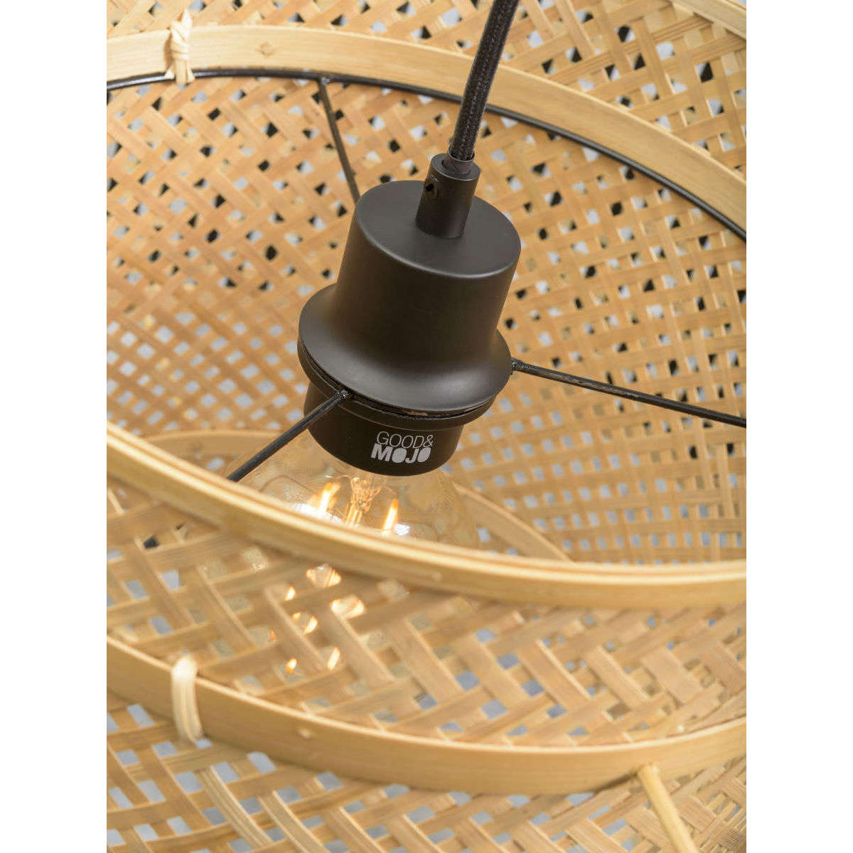 Good&Mojo Hanglamp Bhutan 40 cm zwart / naturel S