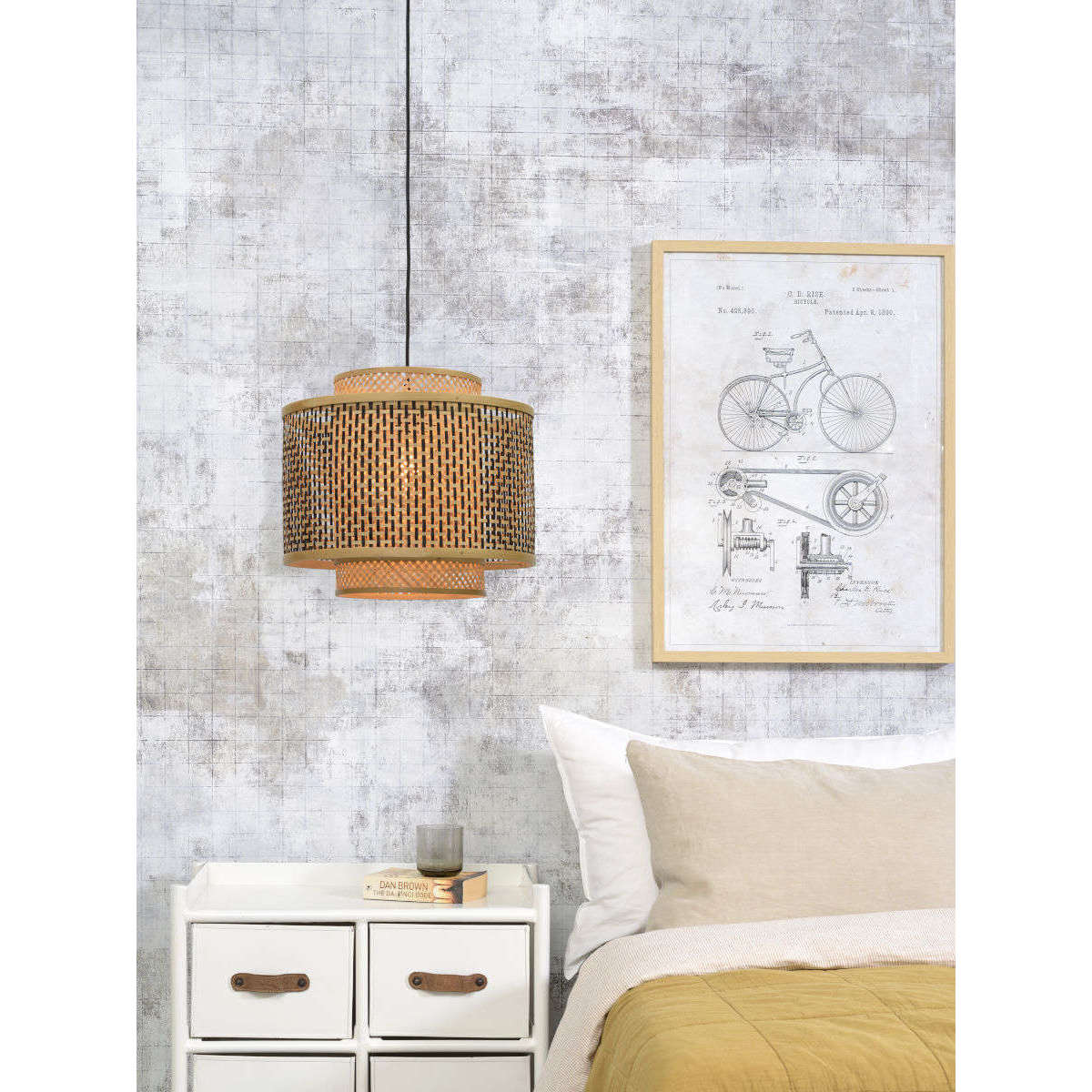 Good&Mojo Hanglamp Bhutan 40 cm zwart / naturel S