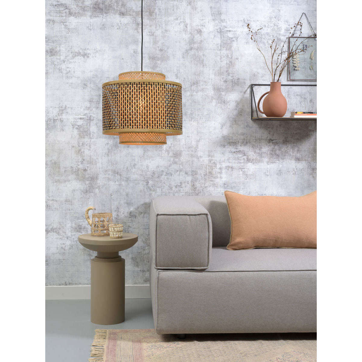Good&Mojo Hanglamp Bhutan 40 cm zwart / naturel S