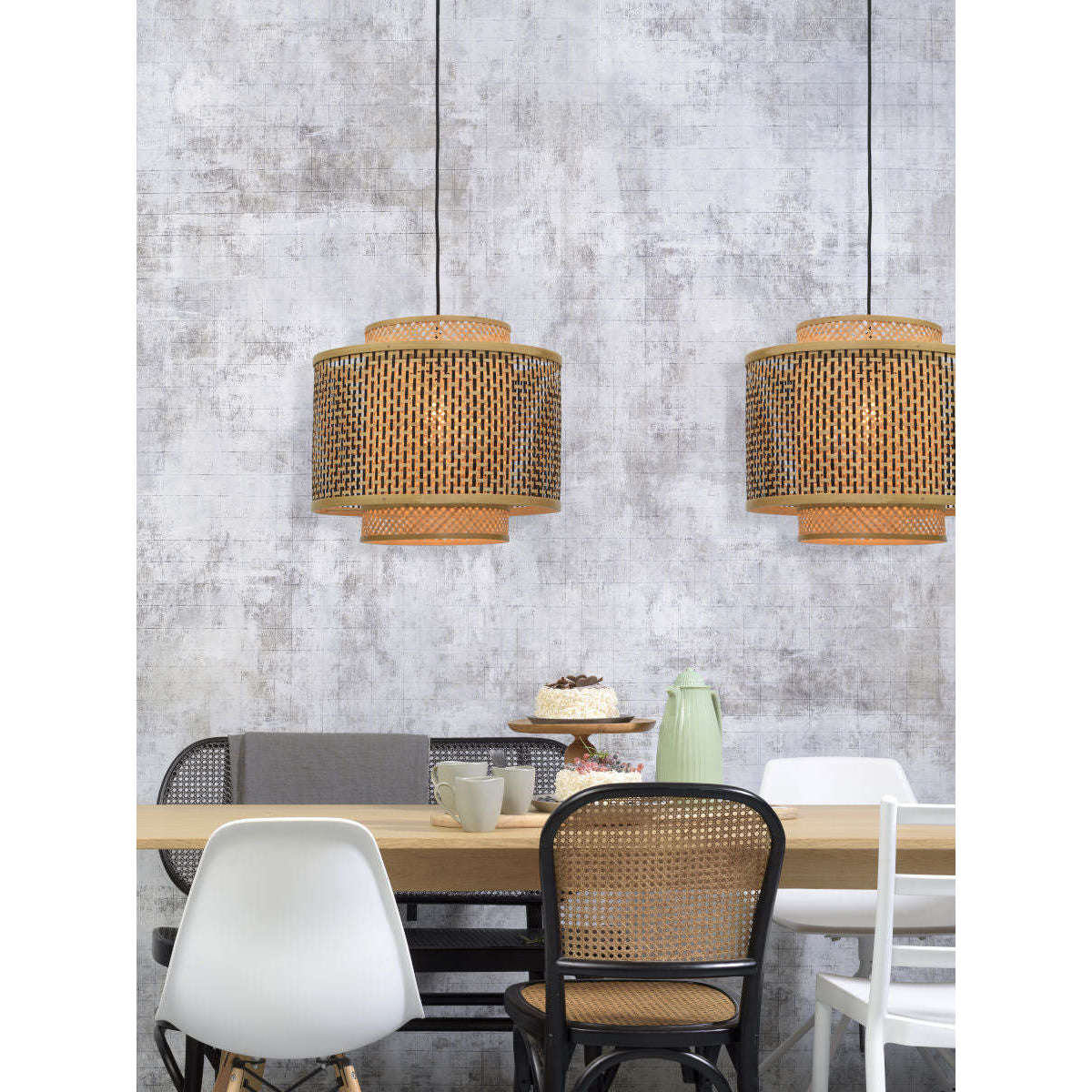 Good&Mojo Hanglamp Bhutan 40 cm zwart / naturel S