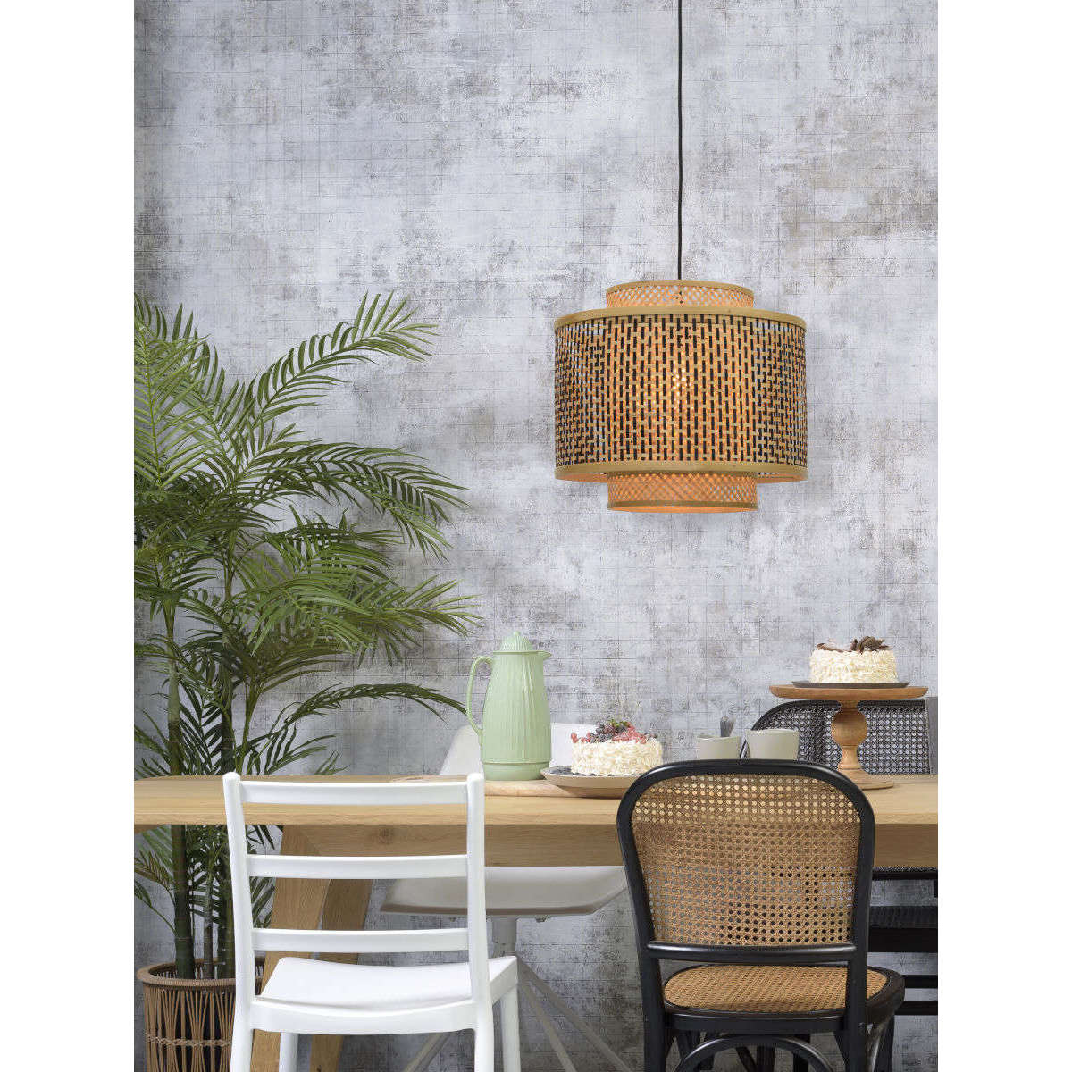 Good&Mojo Hanglamp Bhutan 40 cm zwart / naturel S