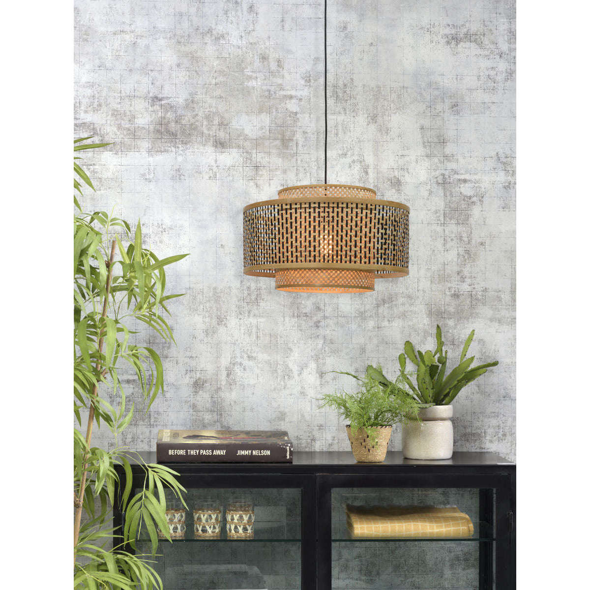 Good&Mojo Hanglamp Bhutan 50 cm zwart / naturel L
