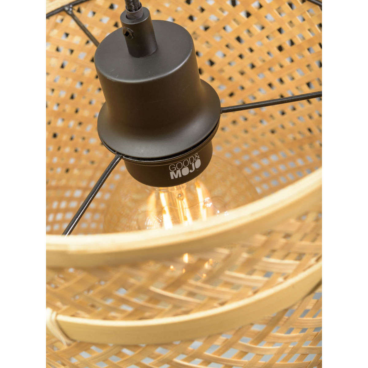 Good&Mojo Hanglamp Bhutan 50 cm zwart / naturel L