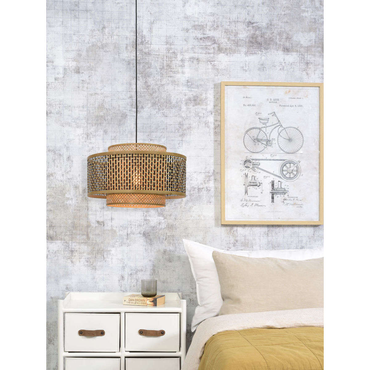 Good&Mojo Hanglamp Bhutan 50 cm zwart / naturel L