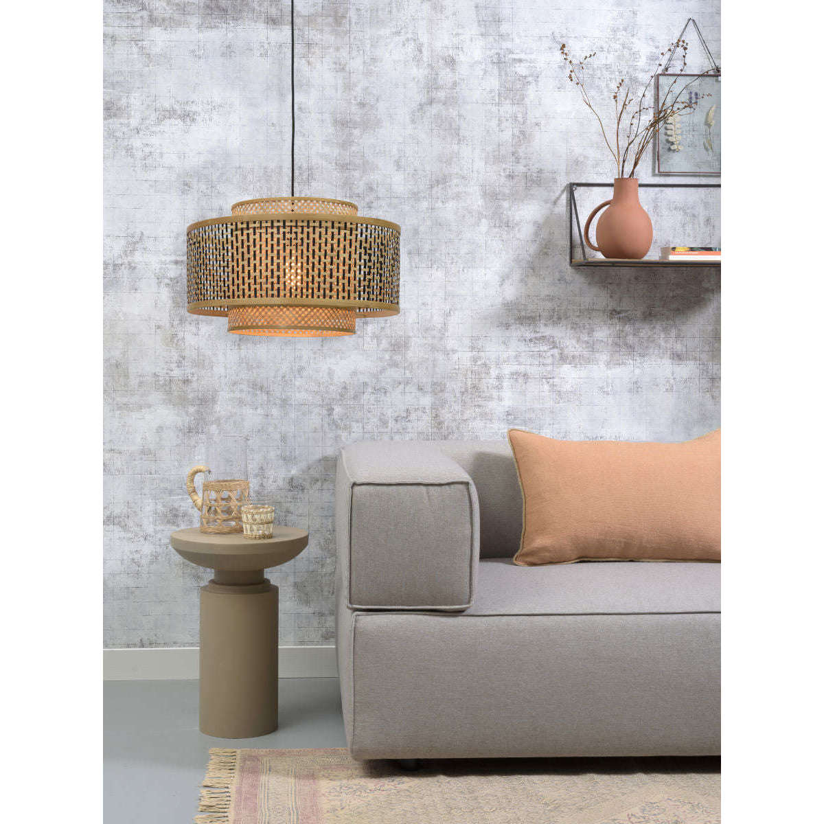 Good&Mojo Hanglamp Bhutan 50 cm zwart / naturel L