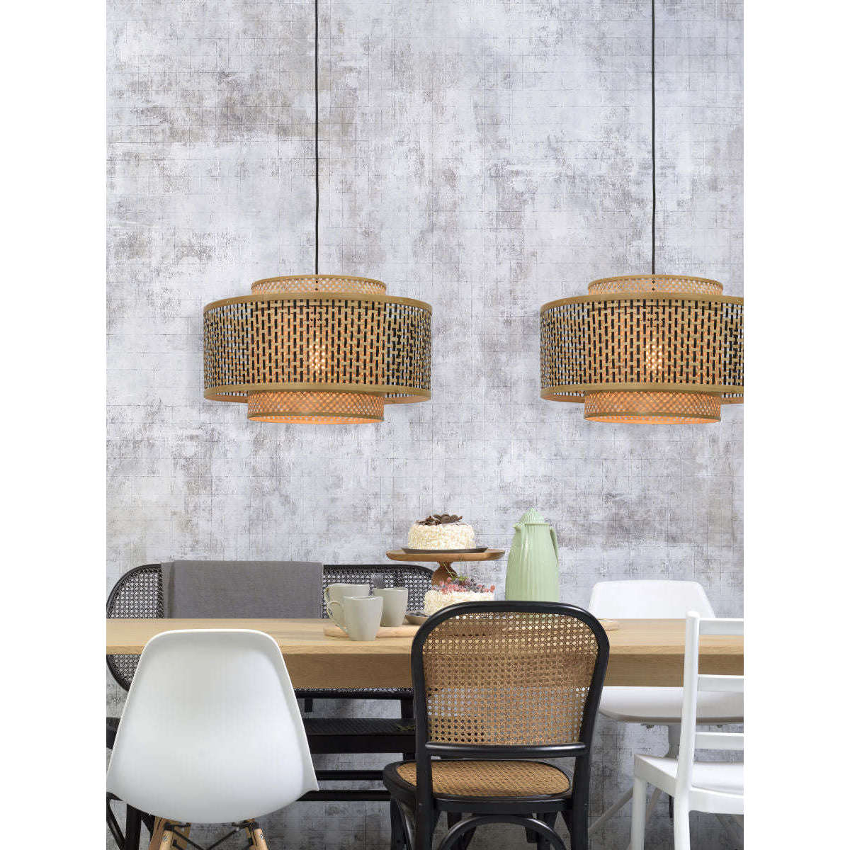 Good&Mojo Hanglamp Bhutan 50 cm zwart / naturel L