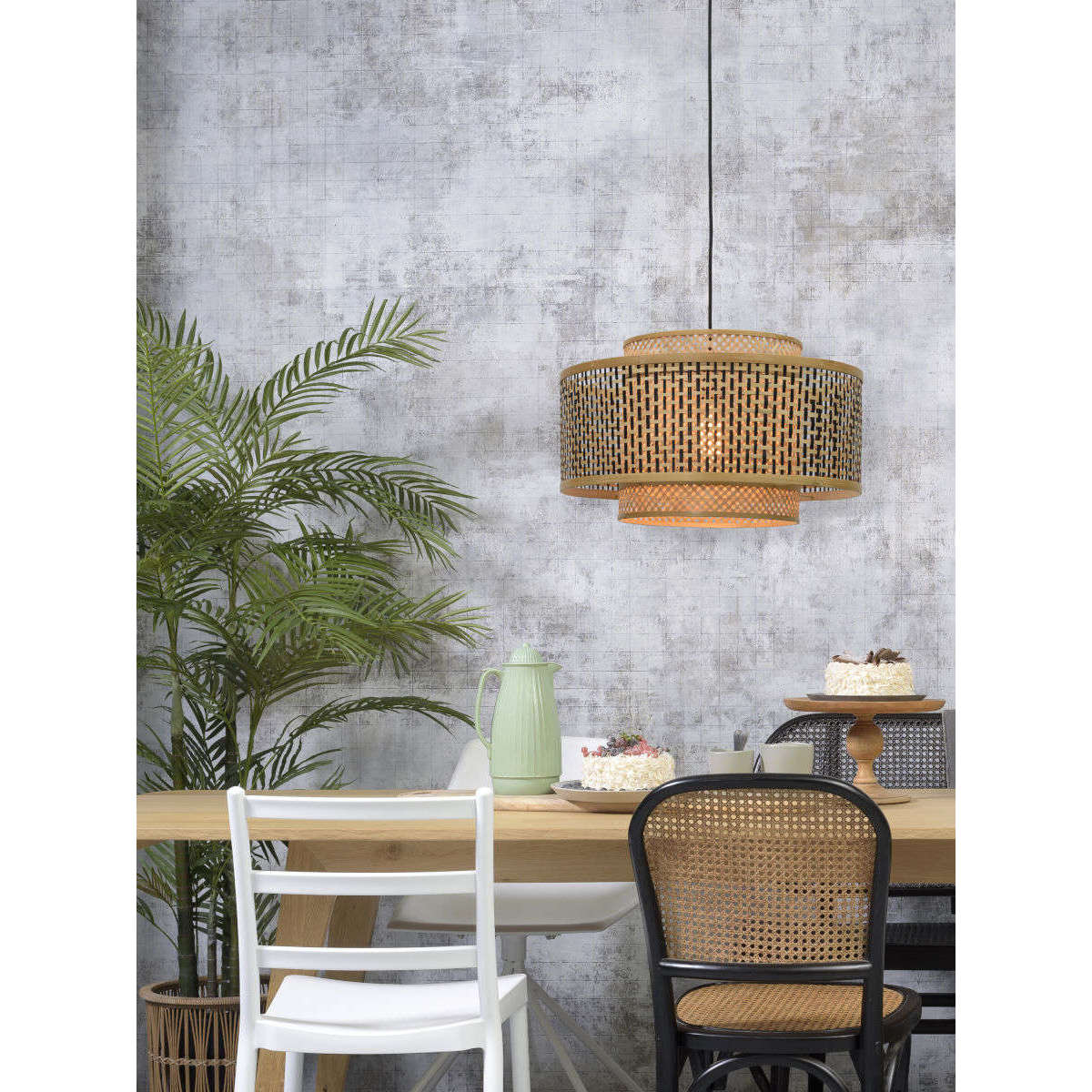 Good&Mojo Hanglamp Bhutan 50 cm zwart / naturel L