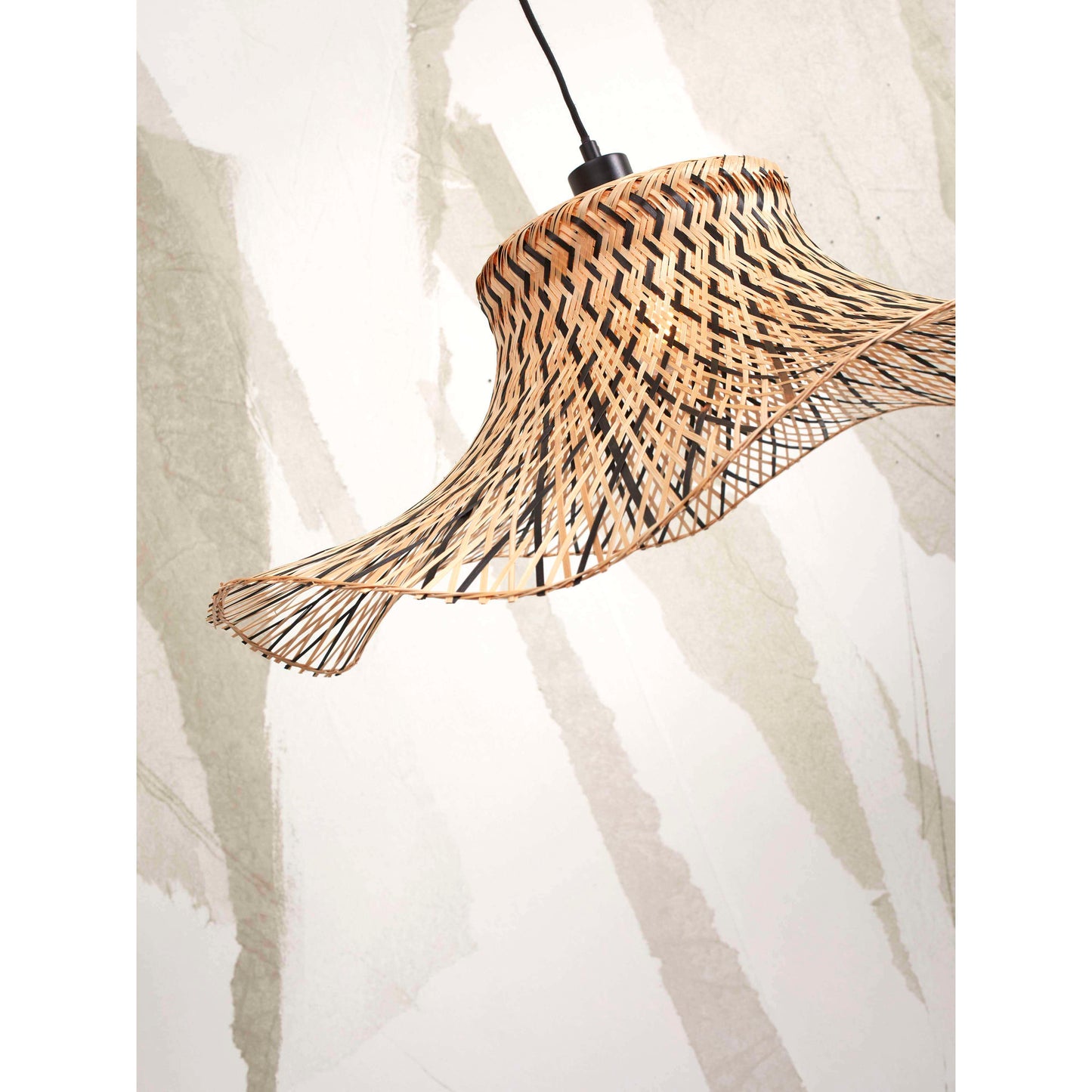 GOOD&MOJO hanglamp ibiza wavy 50 cm S zwart/naturel