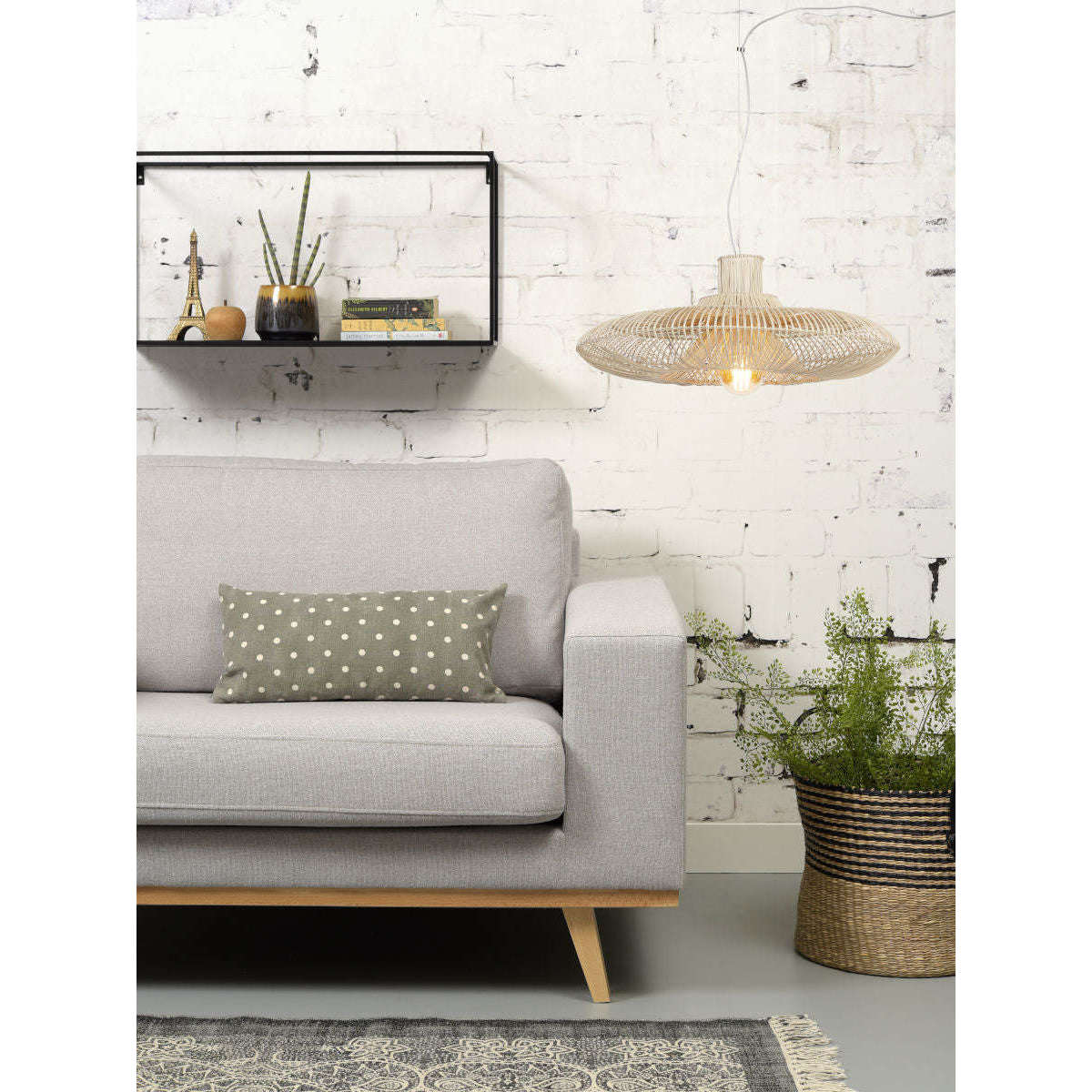 Good&Mojo Hanglamp Kalahari rotan enkel kap naturel L