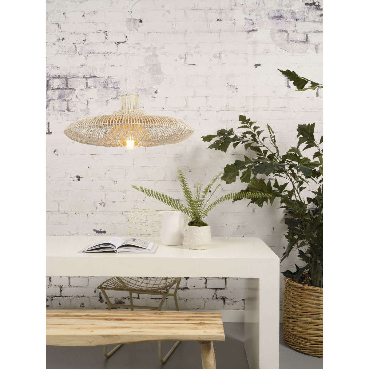 Good&Mojo Hanglamp Kalahari rotan enkel kap naturel L