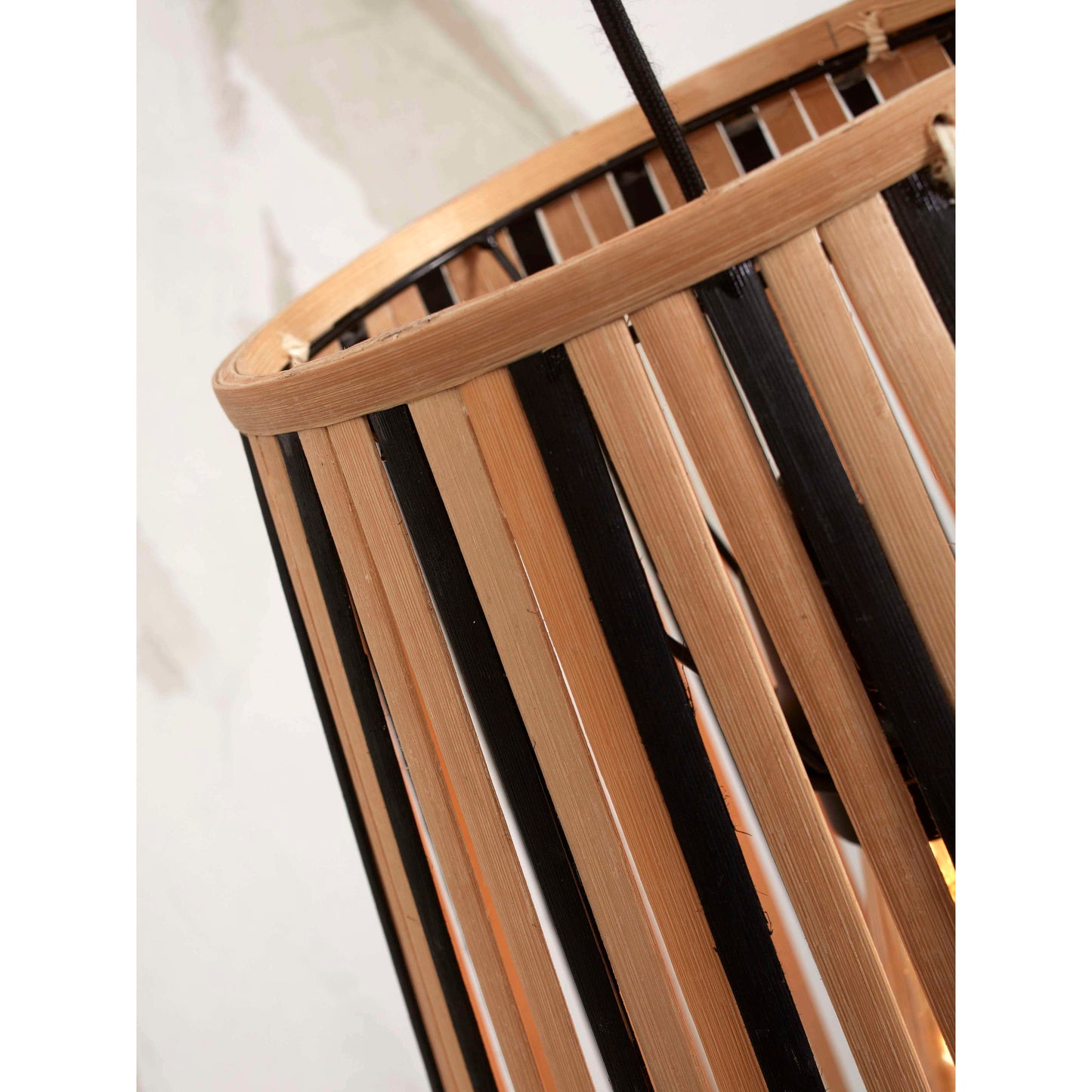 GOOD&MOJO hanglamp merapi tapered 40 cm L zwart/naturel