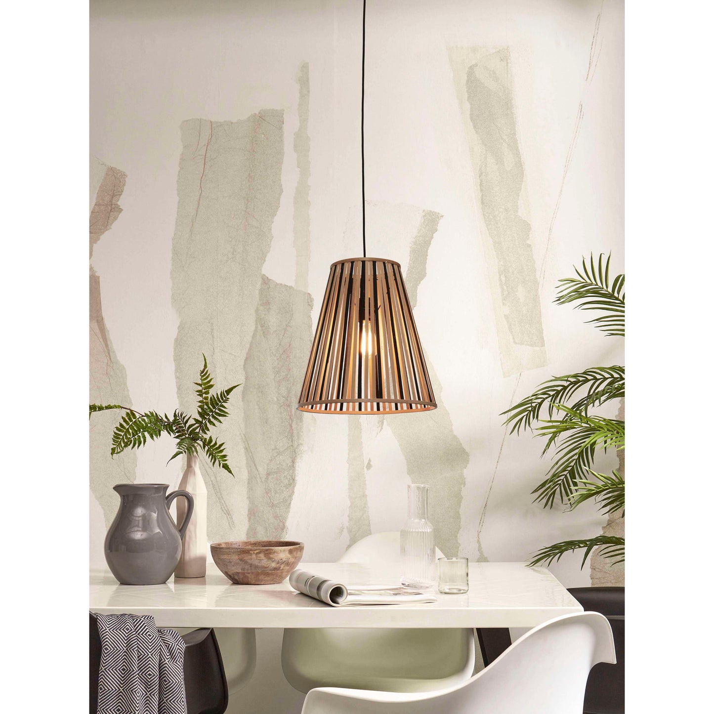 GOOD&MOJO hanglamp merapi tapered 40 cm L zwart/naturel