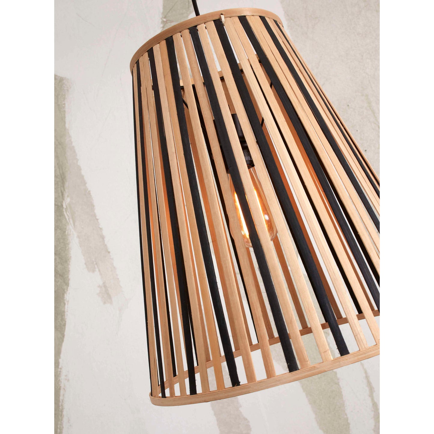 GOOD&MOJO hanglamp merapi tapered 40 cm L zwart/naturel