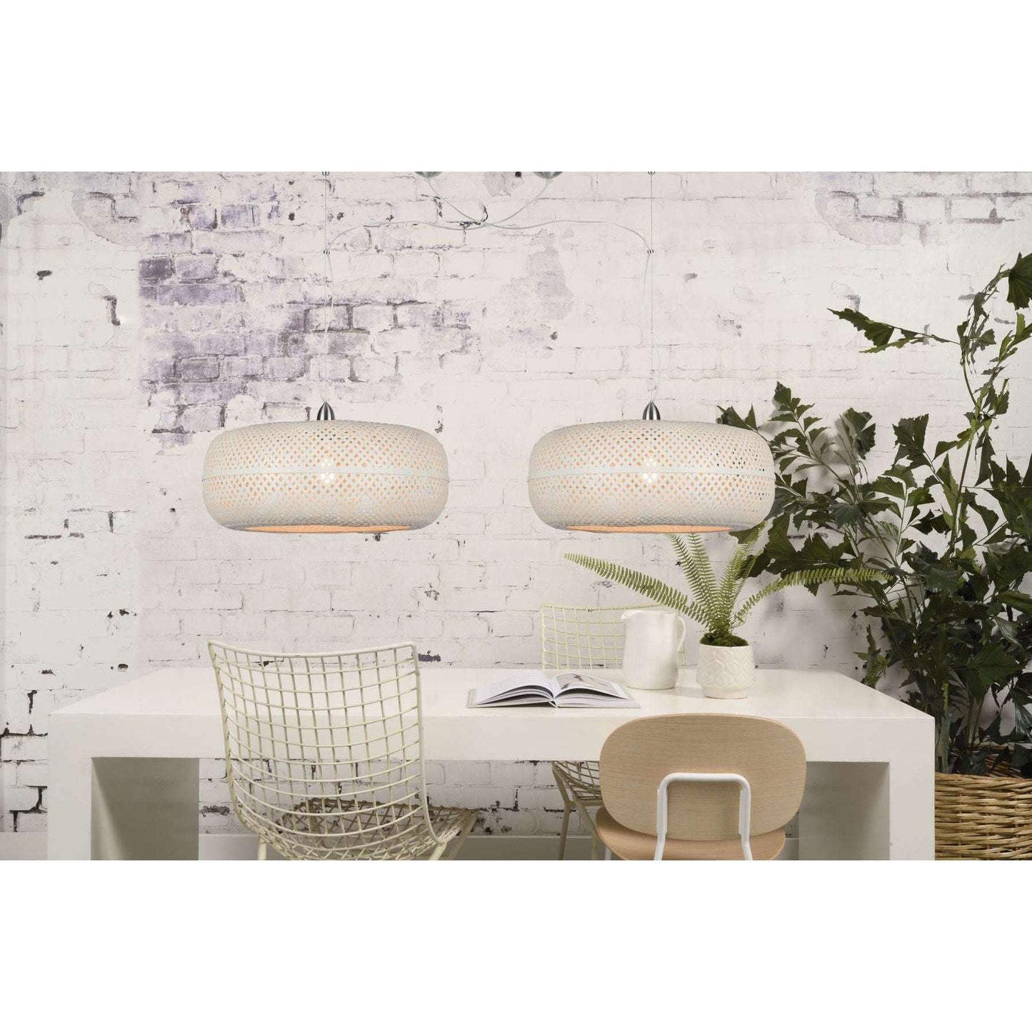 Good&Mojo Hanglamp Palawan bamboe dubbel kap wit
