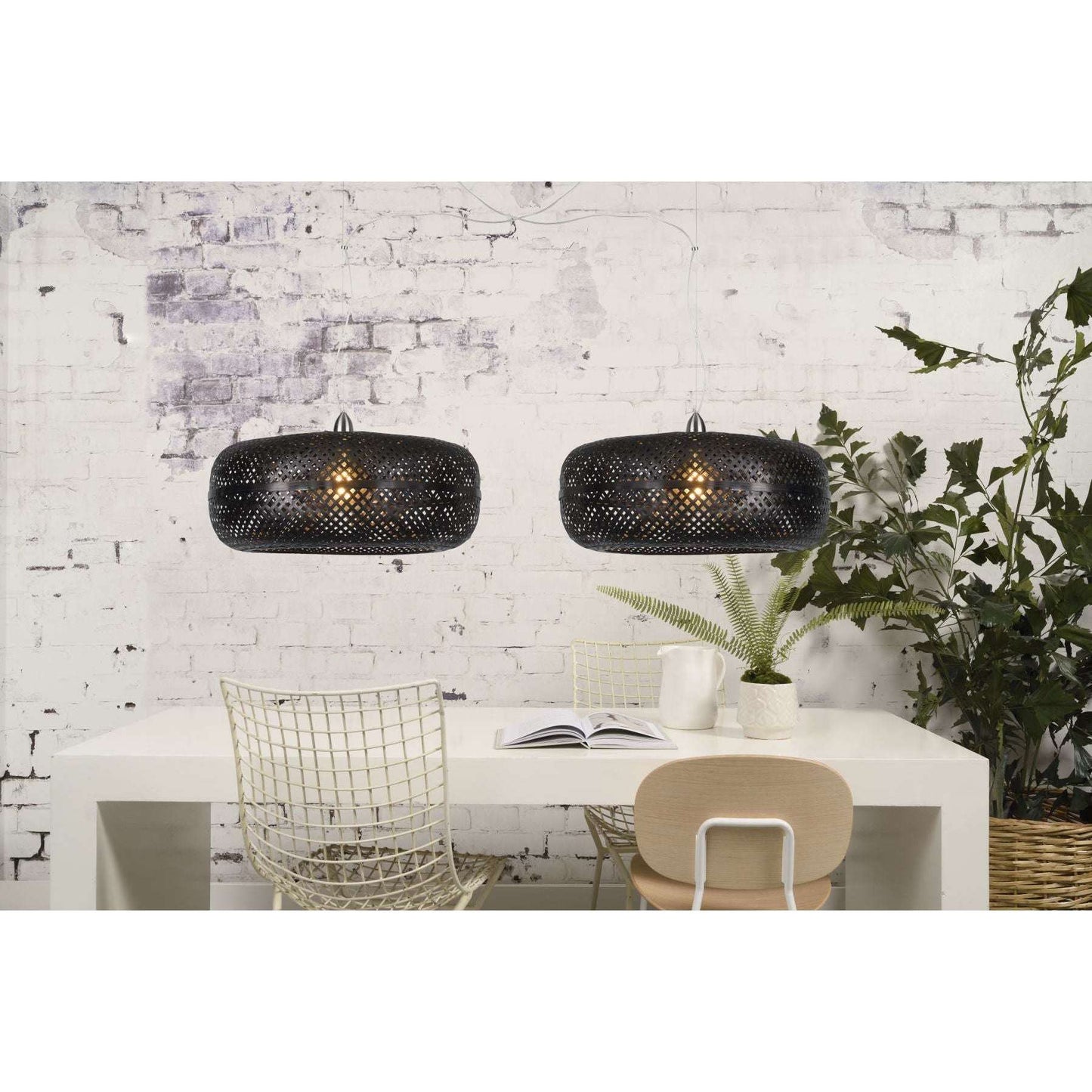Good&Mojo Hanglamp Palawan bamboe dubbel kap zwart