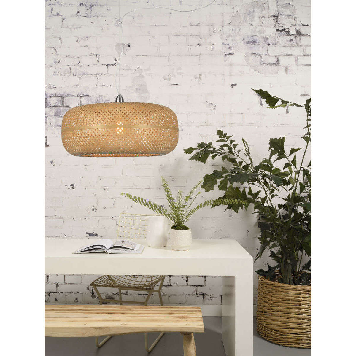Good&Mojo Hanglamp Palawan bamboe enkel kap naturel