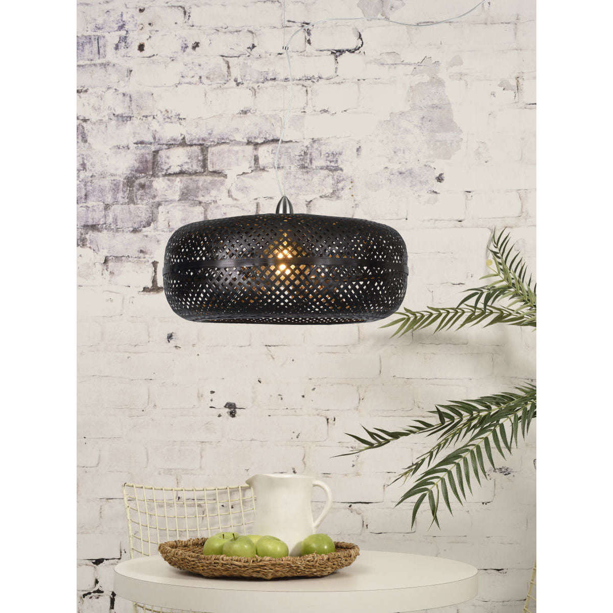 Good&Mojo Hanglamp Palawan bamboe enkel kap zwart