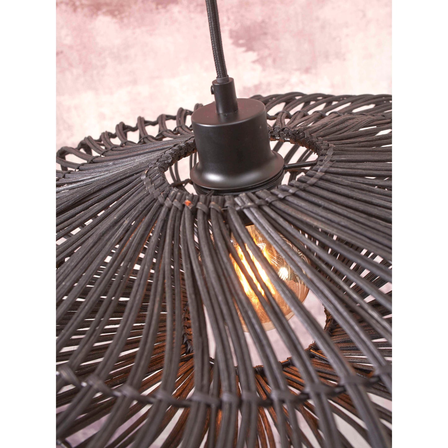 GOOD&MOJO hanglamp zanzibar plat 55 cm L zwart
