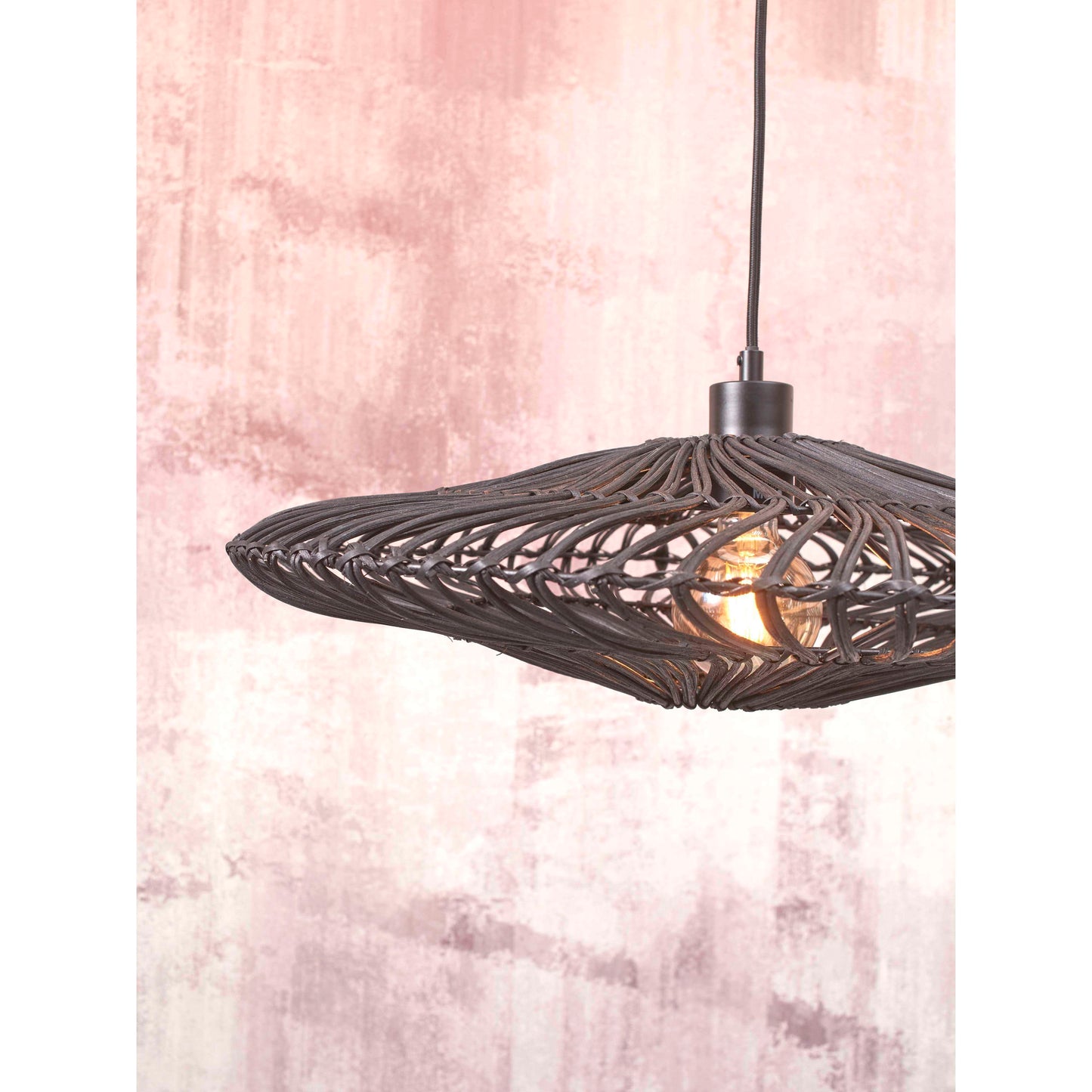 GOOD&MOJO hanglamp zanzibar plat 55 cm L zwart