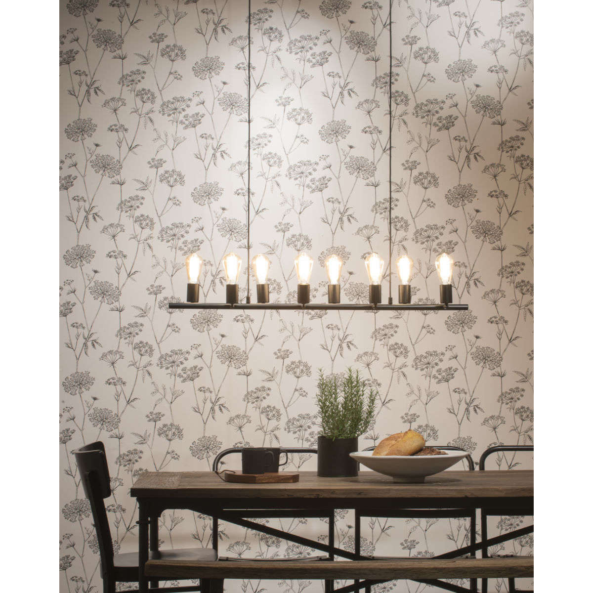 It's about RoMi Hanglamp ijzer Miami 8-arm zwart