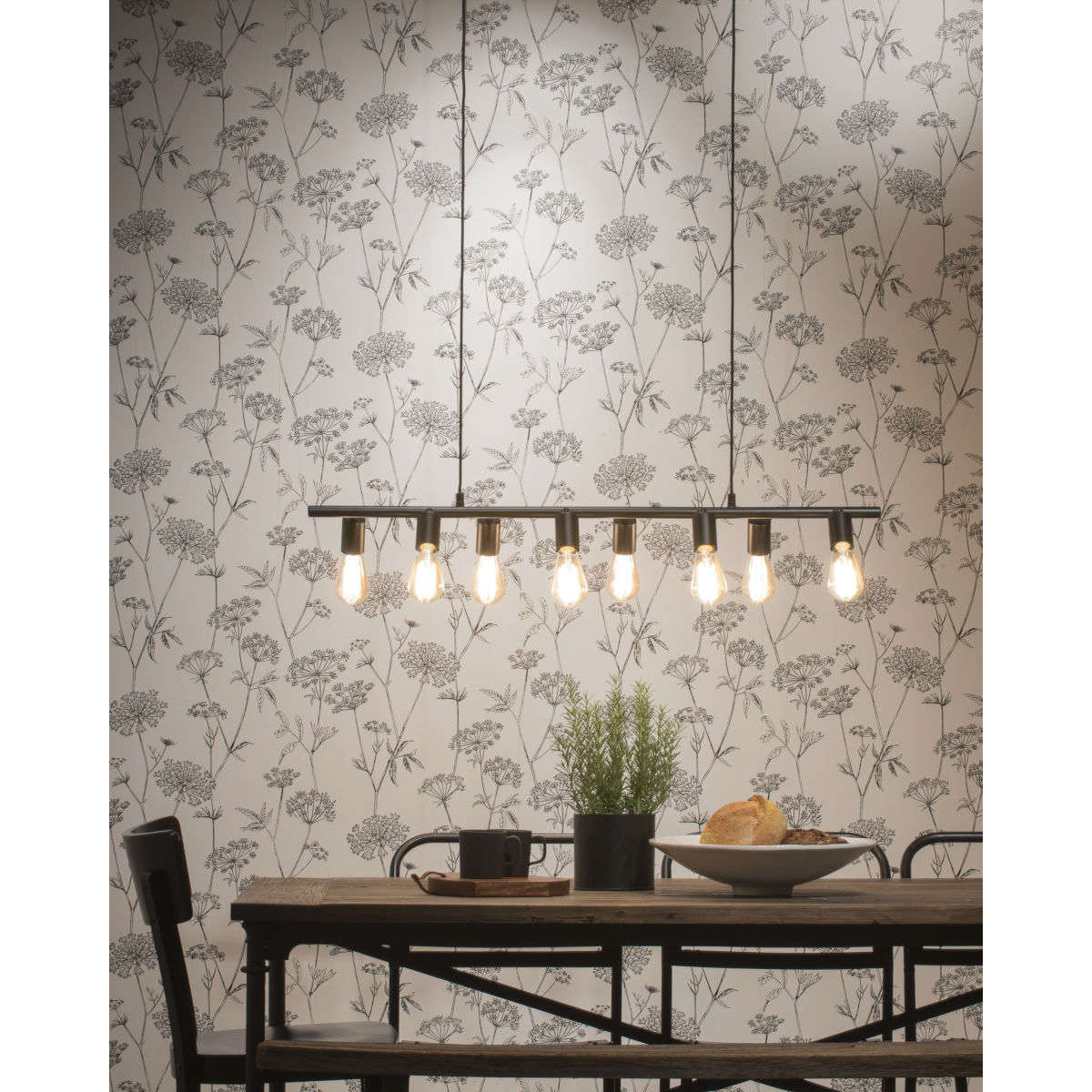 It's about RoMi Hanglamp ijzer Miami 8-arm zwart