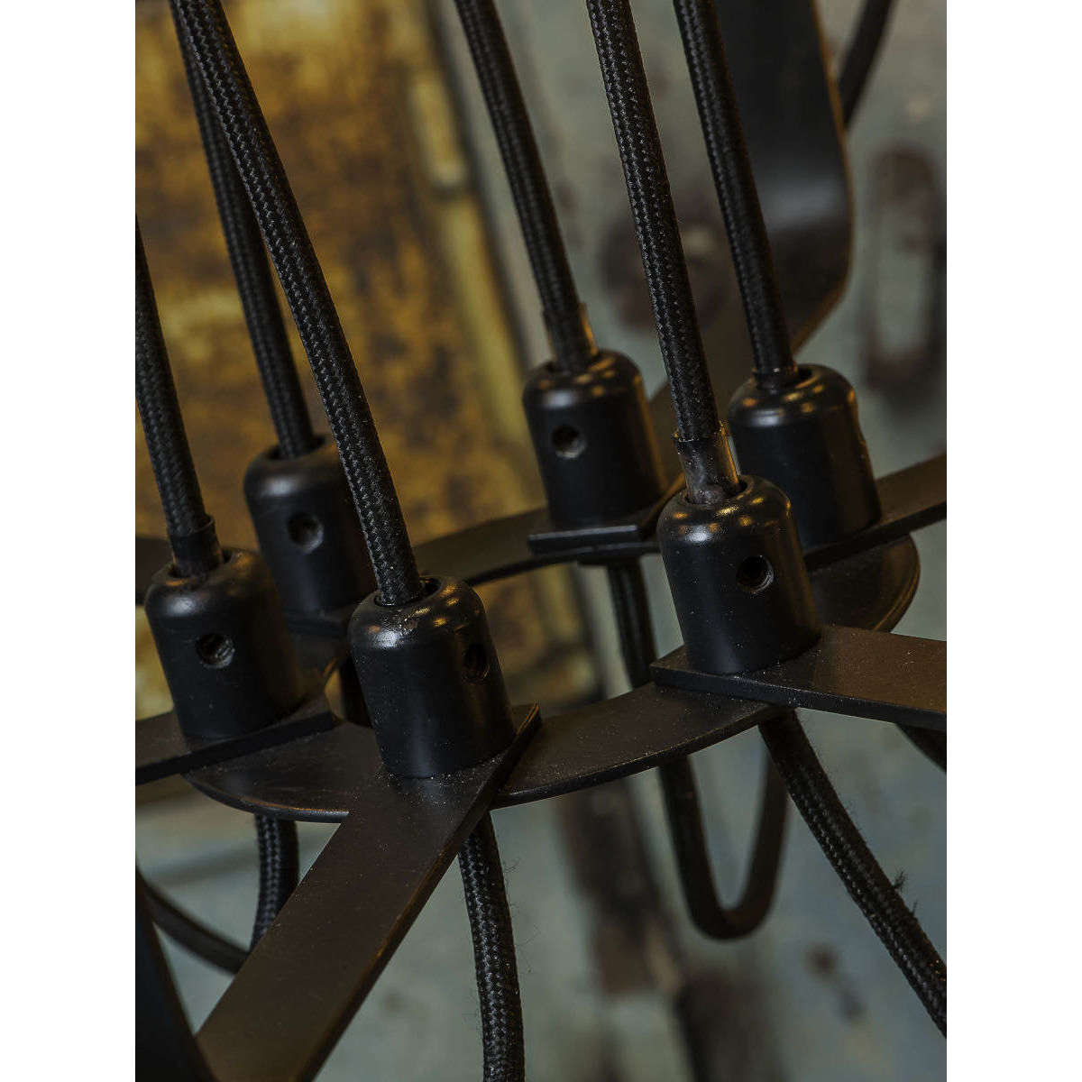 It's about RoMi Kroonluchter ijzer Seattle 6-arm textieldraad zwart