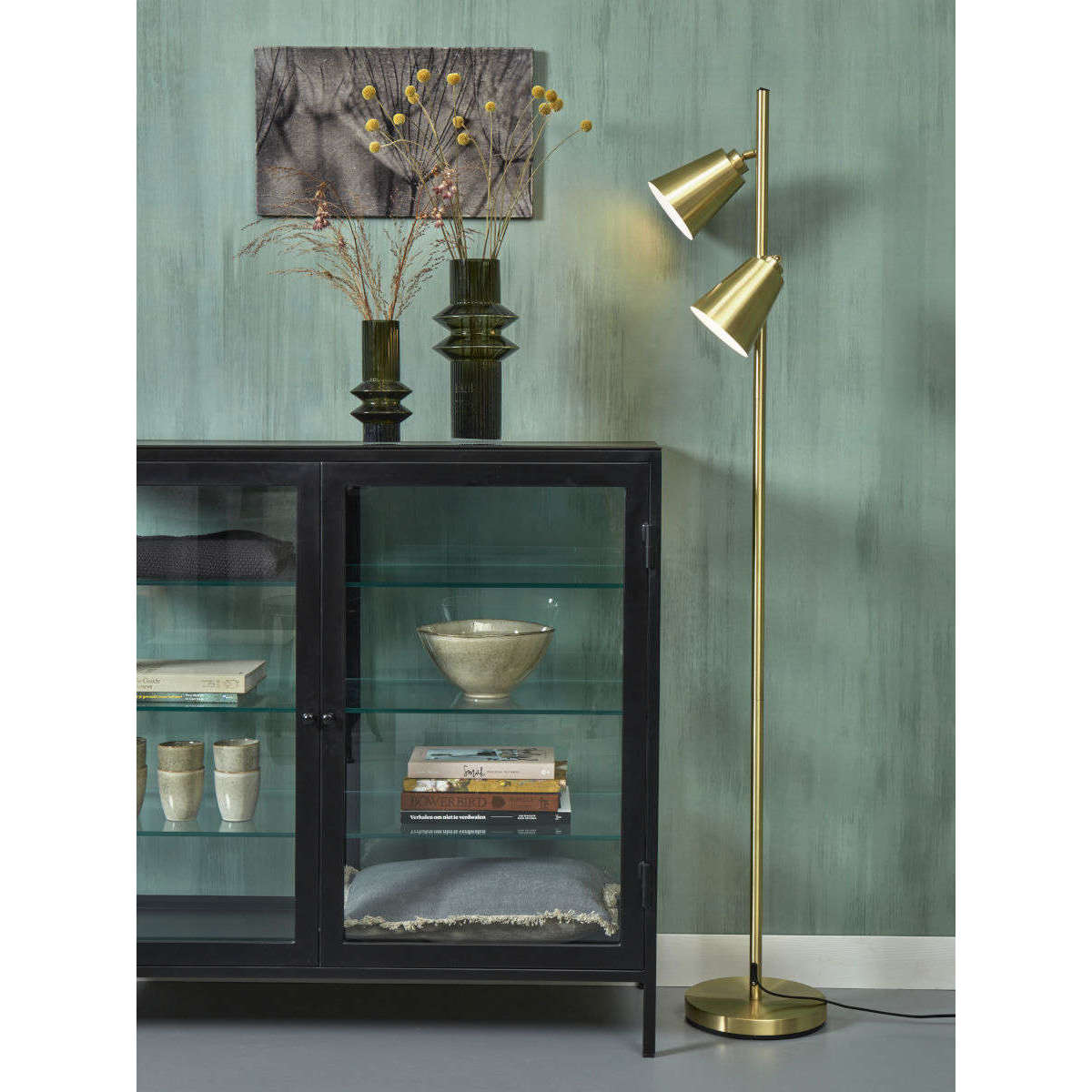 It's about RoMi Vloerlamp Bremen 2-kap goud