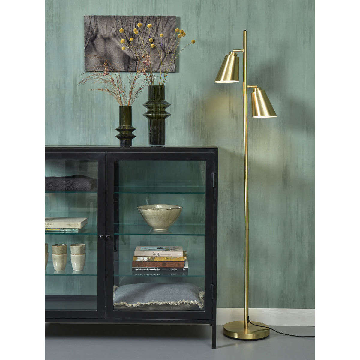 It's about RoMi Vloerlamp Bremen 2-kap goud